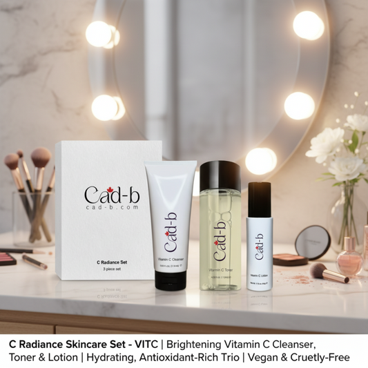 C Radiance Skincare Set - VITC | Brightening Vitamin C Cleanser, Toner & Lotion | Hydrating, Antioxidant-Rich Trio | Vegan & Cruelty-Free